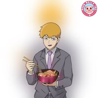 reigen eating pork belly from mob psycho 100