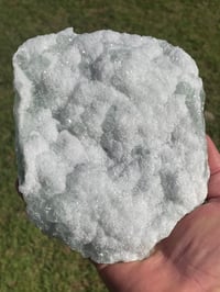 Image 7 of Green Cubic Fluorite With Druzy White Quartz Specimen #1949