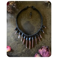 Image 2 of The Empress Necklace - Red Hair Quartz and Shadow Leather