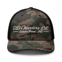 Image 2 of DD Charters Script Camo Trucker Hat