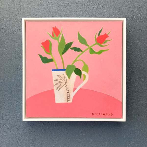 Image of Roses in a Handmade Cup
