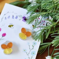 Viola Studs - Honeycomb, White And Yellow 