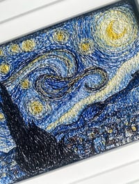 Image 4 of The Starry Night Van Gogh thread drawn artwork