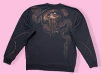Image 2 of “WHICH WAY IS UP” CUSTOM BLEACH PAINTED PULLOVER SWEATSHIRT LARGE