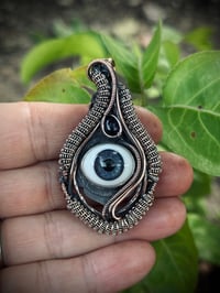 Image 1 of Eyeball and Kyanite Hybrid Wrapped in Sterling Silver and Copper