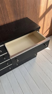 Image 3 of Commode double corps vintage en bois cérusé noir et chrome, années 1970
