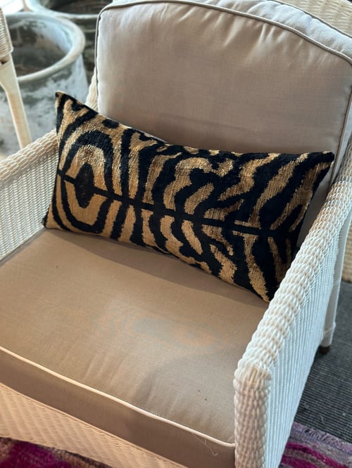 Image of Zebra Ikat Velvet Cushion Lumbar