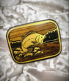 Vintage Brass & Woodgrain Fish Belt Buckle