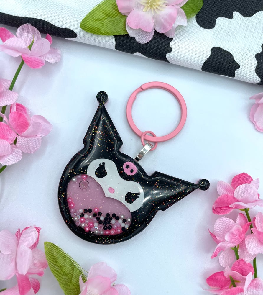 Image of Keychain - Black & Pink Bunny 1 