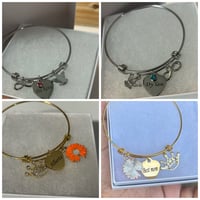 Image 1 of 2 sided name charm with 2 additional charms of choice (Available in silver & gold)