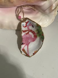 Image 4 of Flamingo Mingle Oyster Shell Ornament