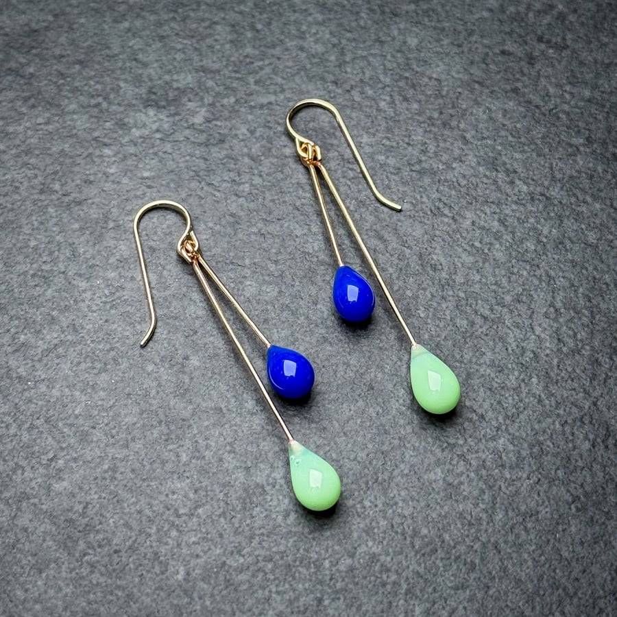 Image of Drip Dangles in Jade and Cobalt