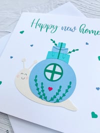 Image 3 of Happy New Home Snail Moving House Handmade Card - Cute Card for Housewarming