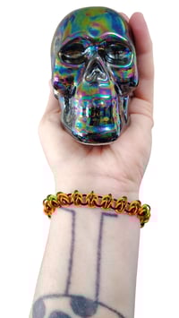 Image 2 of Stretchy Pumpkin Patch Chainmaille Bracelet
