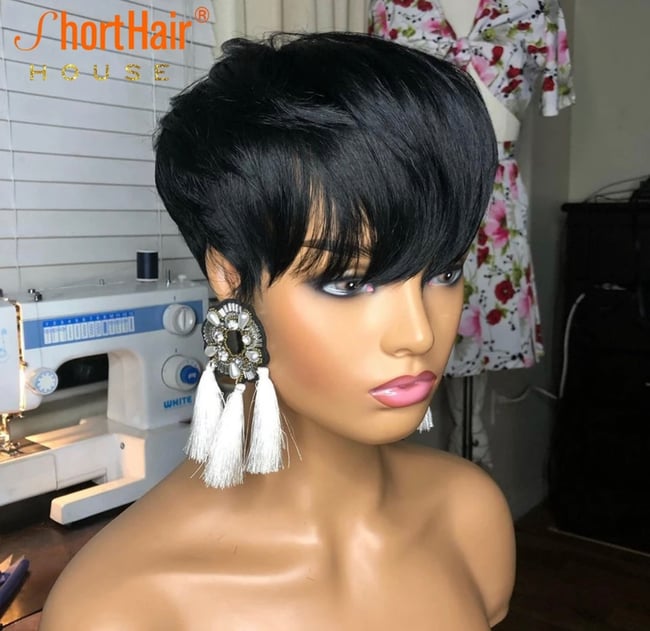 Ombre Orange Color Pixie 100%Human Wig 