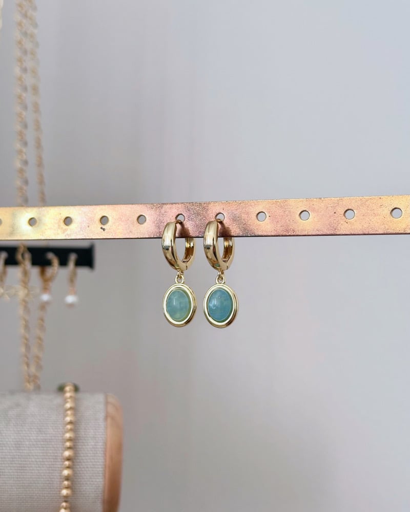 Image of The Ester Hoops (Aquamarine Gemstone)
