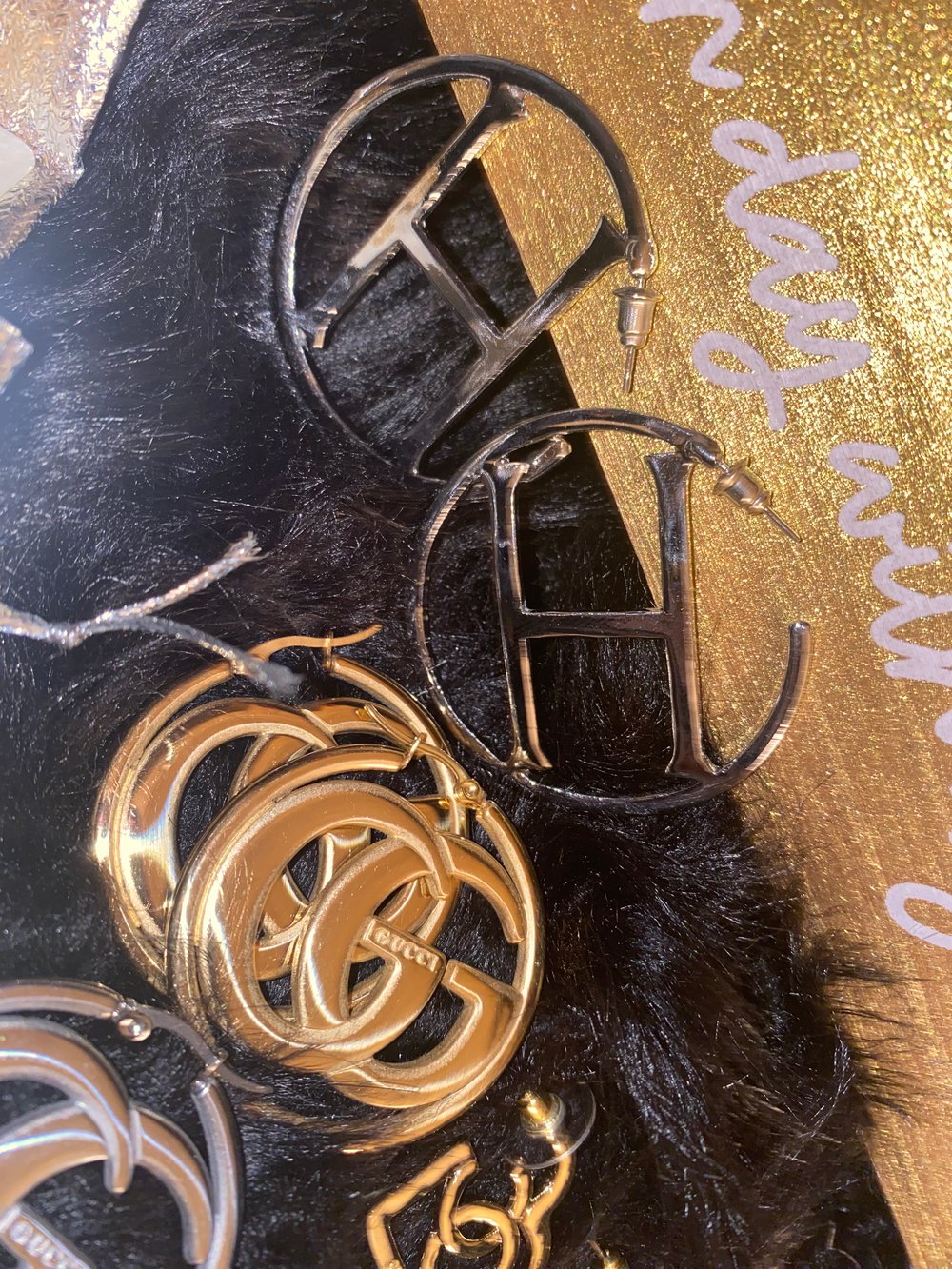 Designer Alternative Brass Hoop Earrings 