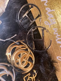 Image 3 of Designer Alternative Brass Hoop Earrings 