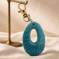 Image 11 of Blue Glitter Letter Keychain • Personalized Resin Charm