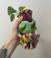 Image 1 of Fused glass small funky planter pot