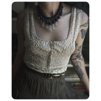 Image 1 of The Empress Necklace - Clear Quartz Crystals and Dark Brown Leather Deux