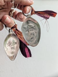 Image 2 of Recycled Spoon and Silk 'Spoon Me' Handmade Keyring 