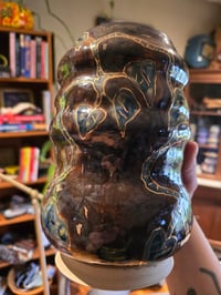 Image 4 of Bronze Vase with Blue Vines