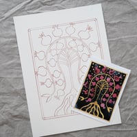 Image 3 of Pomegranate - Art Nouveau Print A4 + Sample card 