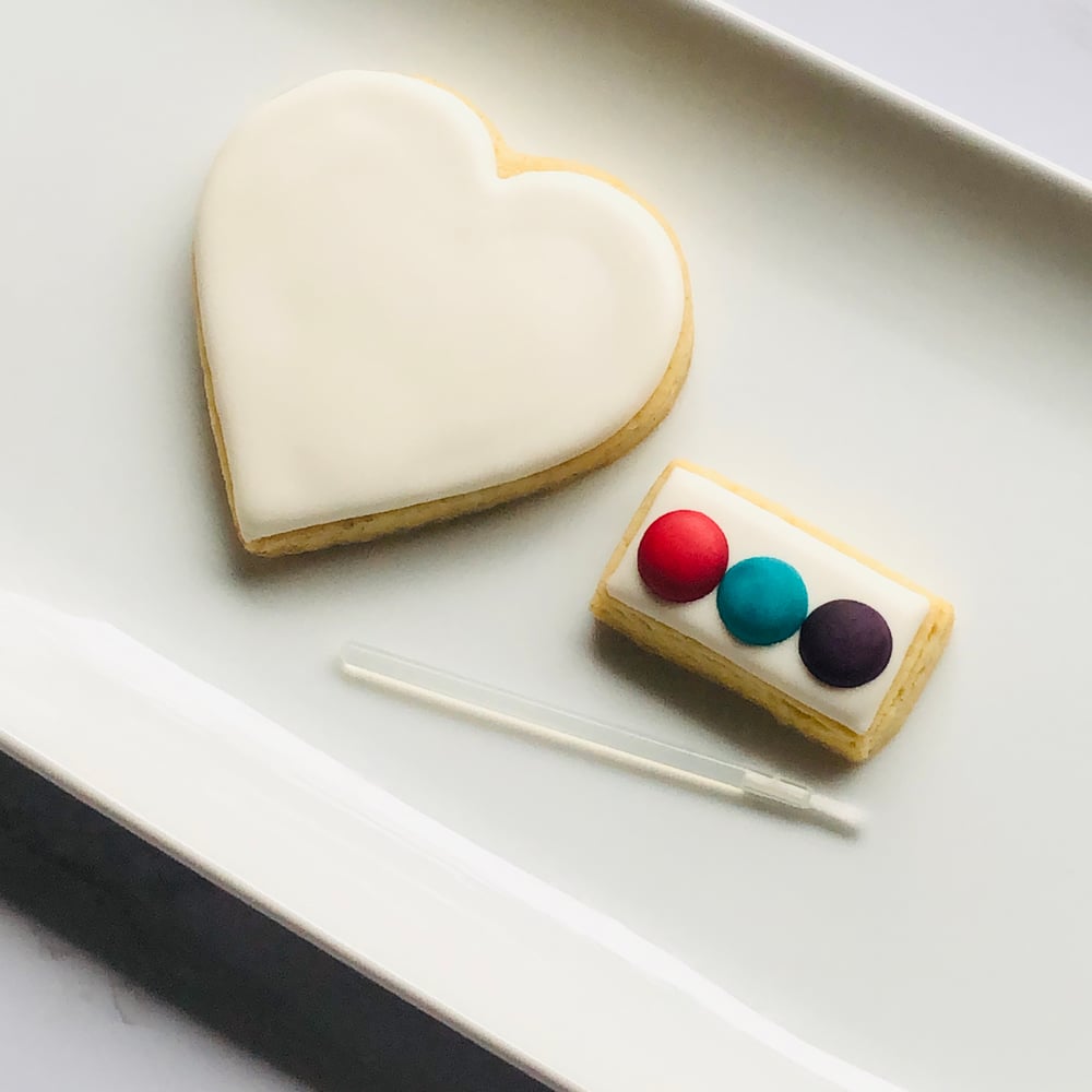 Image of Watercolor Cookie with Cookie Paint Palette. 