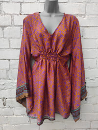 Image 5 of Boho Bali mini dress / tunic pink yellow