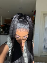 Image 4 of 24 inch KINKY STRAIGHT WIG with KINKY HAIRLINE 13x4 FULLY CUSTOMIZED