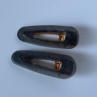 Image 1 of Black Hair Slides Set (tear shape)