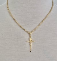 Image 4 of 14k EP Small cross Necklace with Small Cross crucifix religious cross charm
