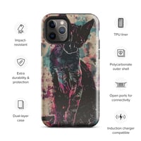 Image 4 of Colorful Watercolor Paint Splatters Black Cat Tough Case for iPhone®