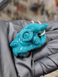 Image 4 of Small size Opaque Aqua solid DragonHead Pendant