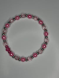Image 5 of Pink & Silver Heart Tumbler Charm Bracelet | Valentine Cup Accessory