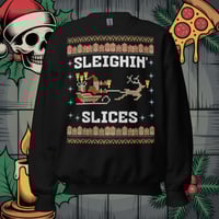 Image 4 of Sleighin' Slices Ugly Christmas Sweatshirt