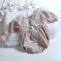 Image 3 of Boho newborn girls bodysuit | Bethany |beige flowers | photoshooting clothes