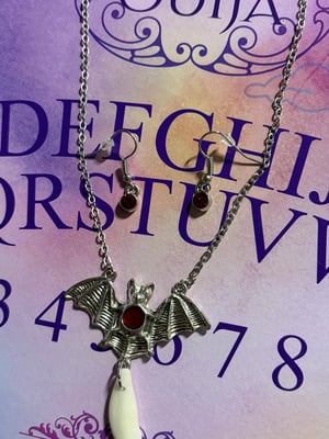 Image of Coyote Tooth Bat Necklace + Earrings