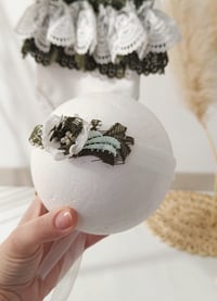 Image 9 of Photo prop newborn set - Livia - body-dress with headband (green-off white)