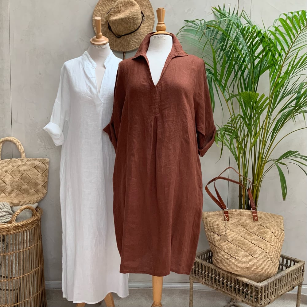 Image of Robe en lin Chloé Chocolat