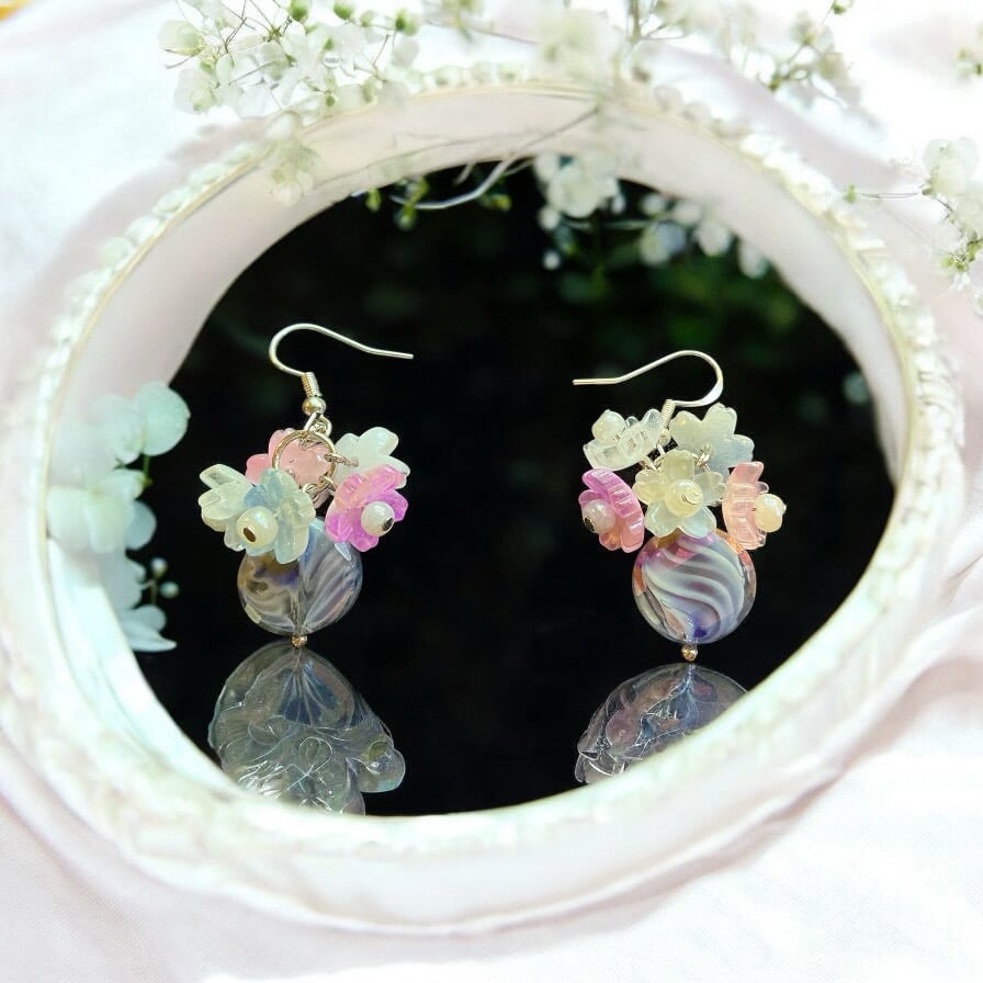Image of Flower Charm Dangle Earrings