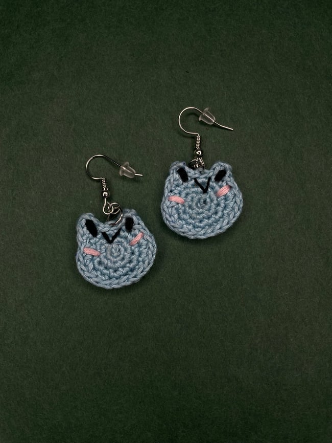 Crocheted Frog Earrings 