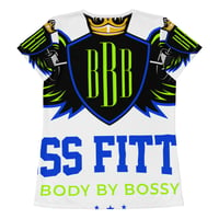 Image 1 of BOSSFITTED Neon Green and Blue Women's Athletic T-shirt