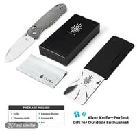 Image 5 of Kizer Drop Bear EDC Knife Black Micarta Handle 154CM Steel Pocket Knife V3619C3