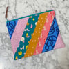 Quilted Scrappy Zipper Pouch - Green And Pink