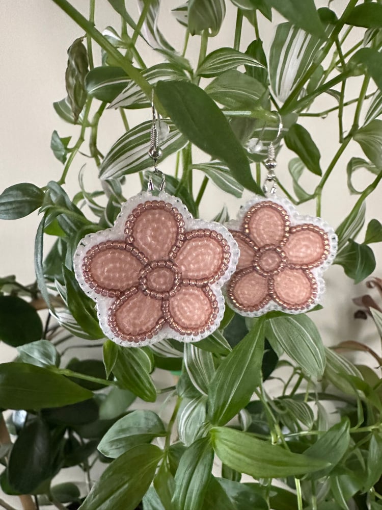 Image of Soft pink beaded earrings
