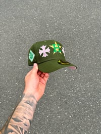Image 1 of PINK BRIM OLIVE HOUSTON ASTROS CUSTOM FITTED  CAP