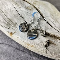 Image 1 of Tiny blue bronze ripple earrings
