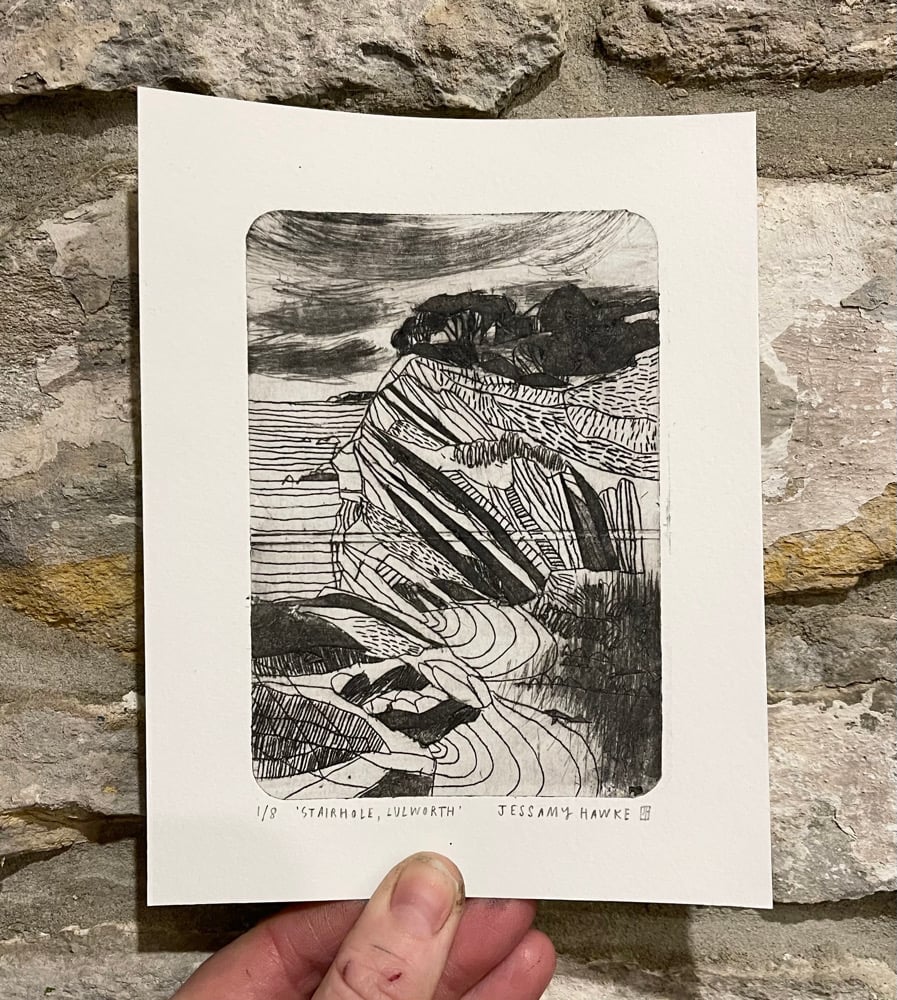 ‘Stairhole, Lulworth’ Original Drypoint Etching